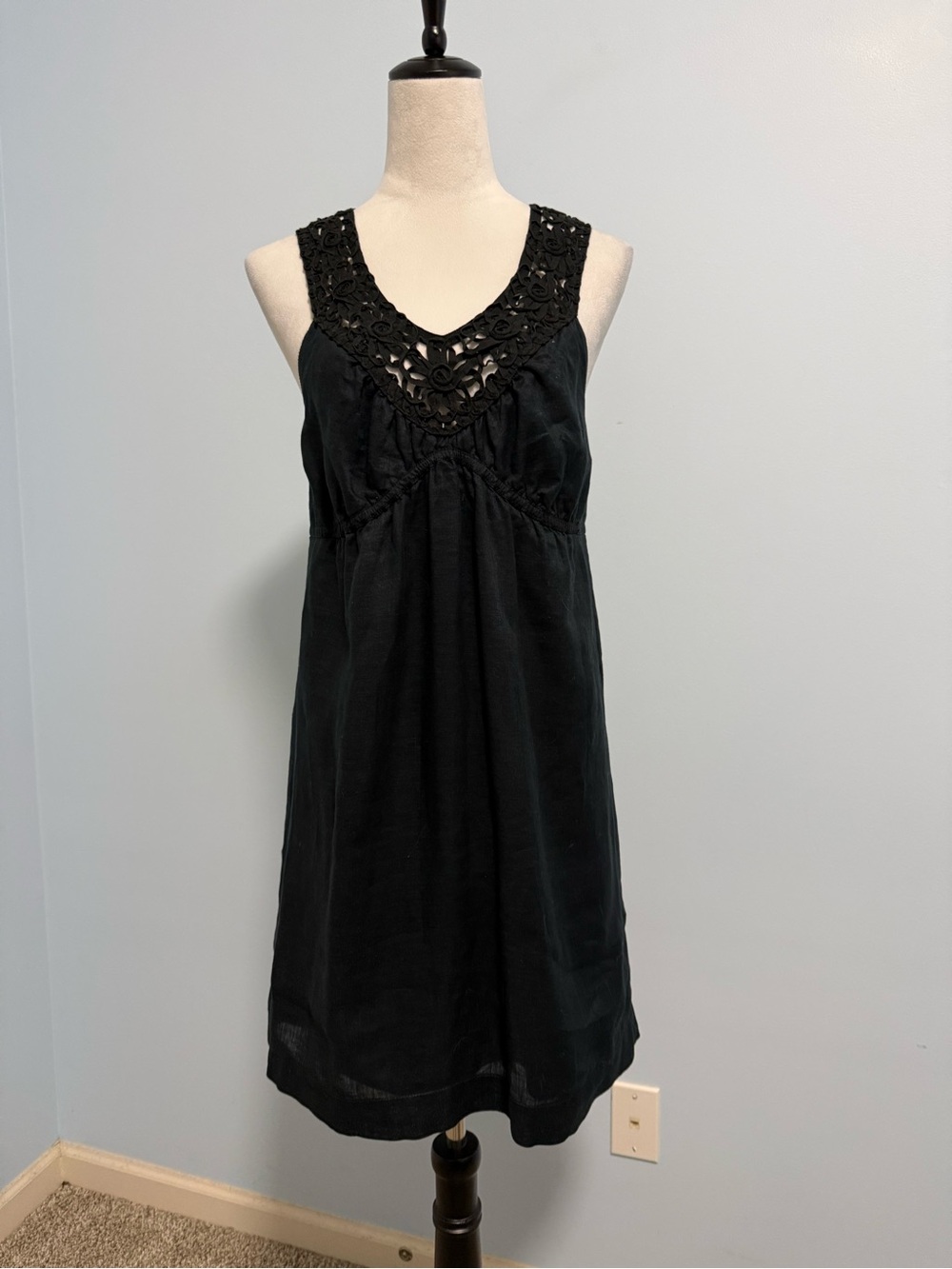 Max Studio Women’s 100% Linen Black Mini Dress Size M